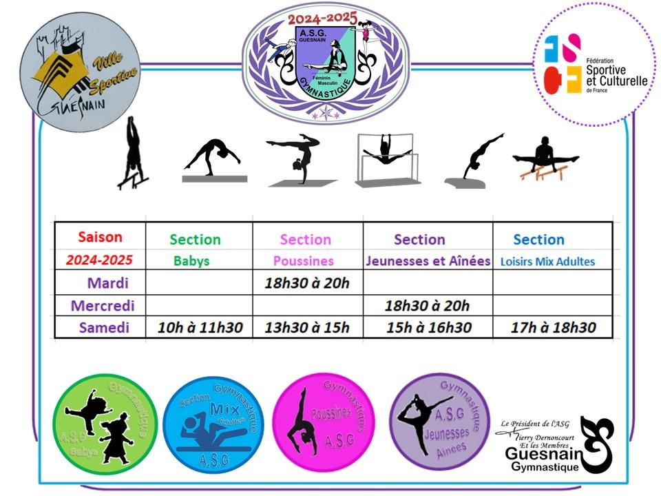 Asg horaires saison 2024 2025